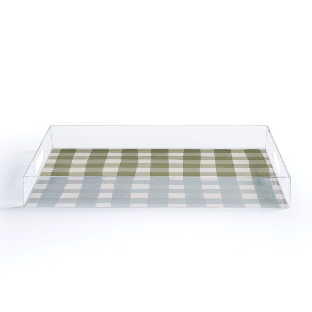 Menina Lisboa Rustic Green Plaid Acrylic Tray