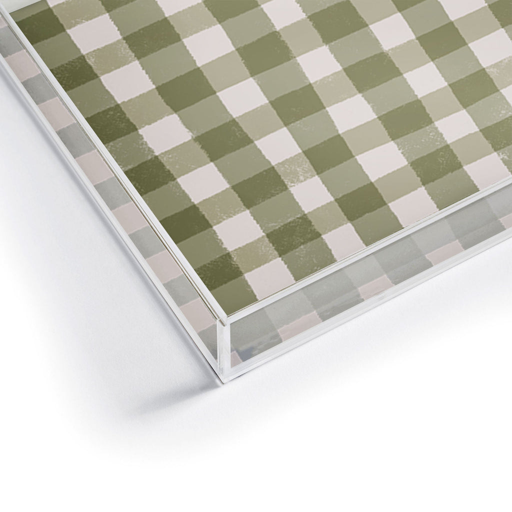 Menina Lisboa Rustic Green Plaid Acrylic Tray