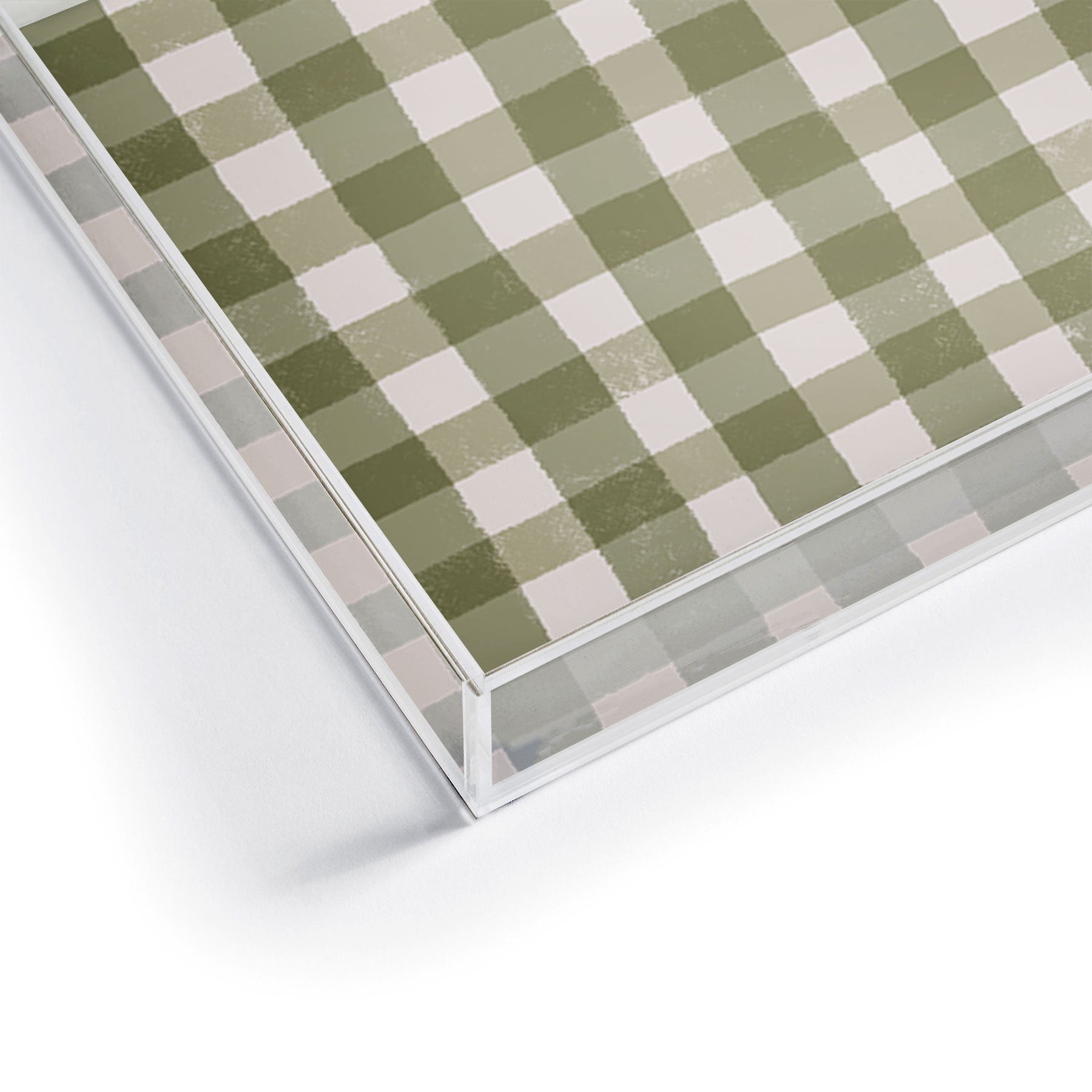 Menina Lisboa Rustic Green Plaid Acrylic Tray