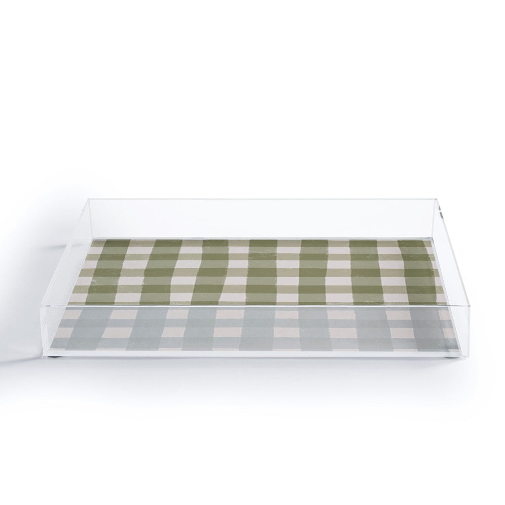 Menina Lisboa Rustic Green Plaid Acrylic Tray