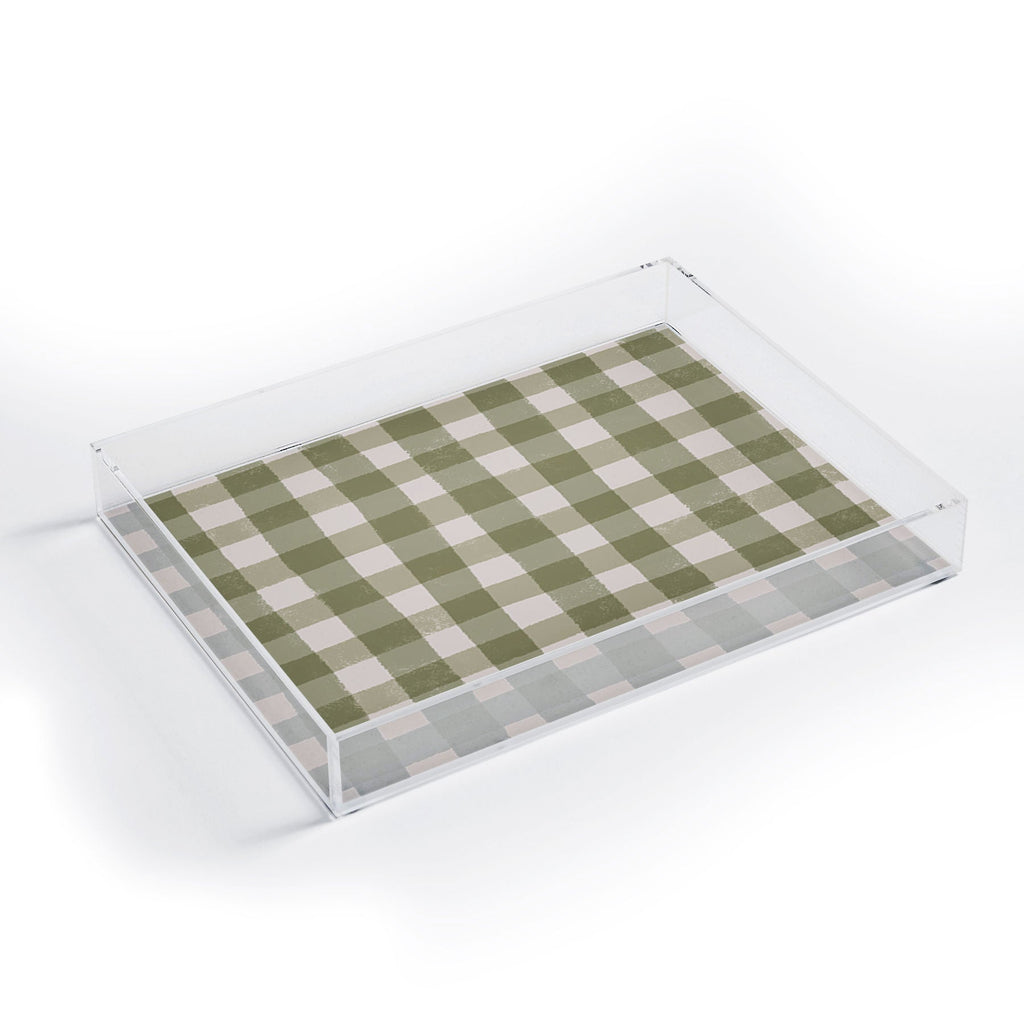 Menina Lisboa Rustic Green Plaid Acrylic Tray