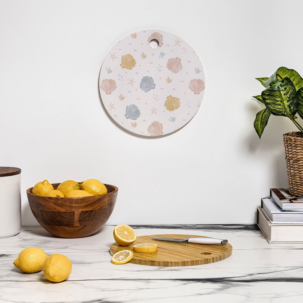 Menina Lisboa Shells and Starfish Cutting Board Round