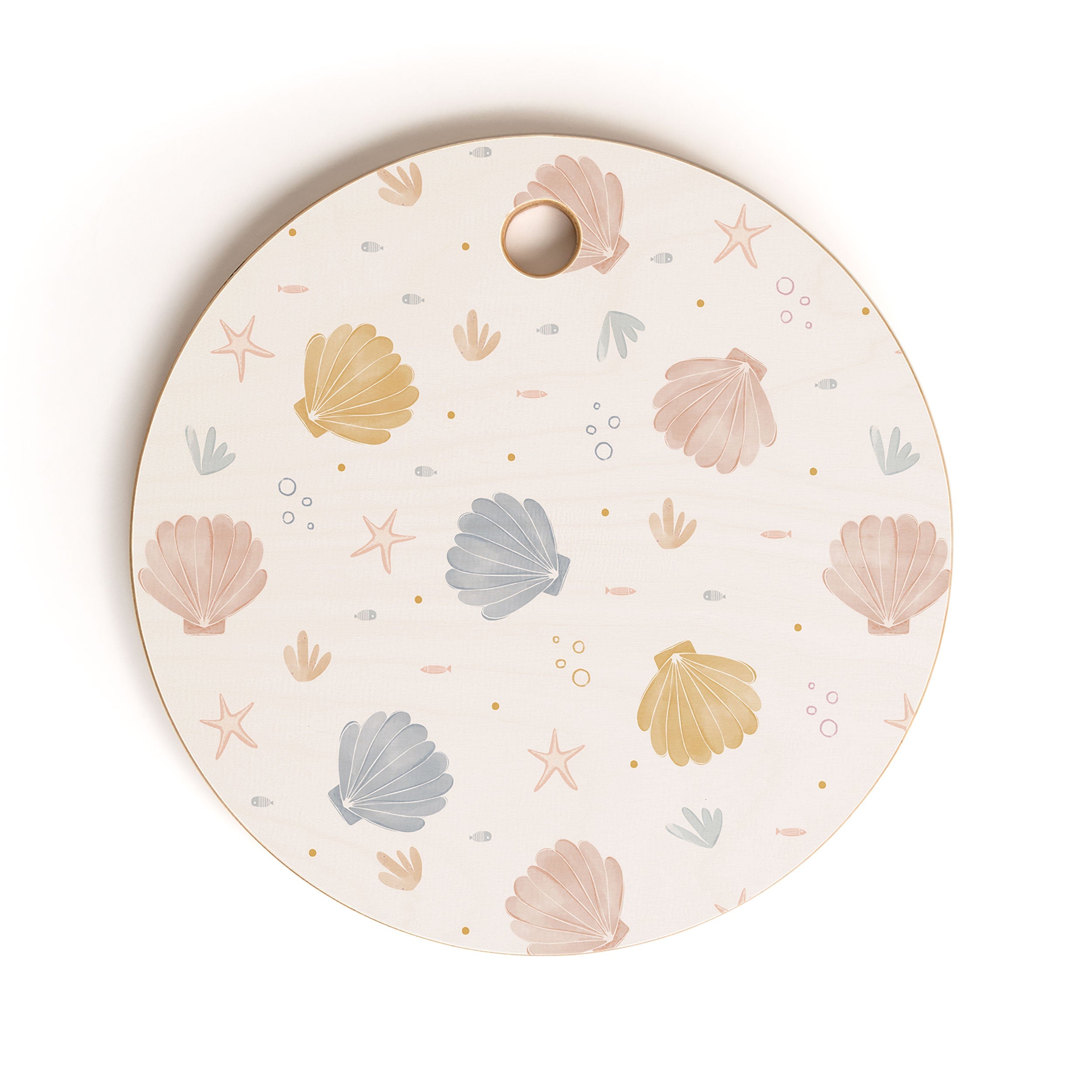 Menina Lisboa Shells and Starfish Cutting Board Round
