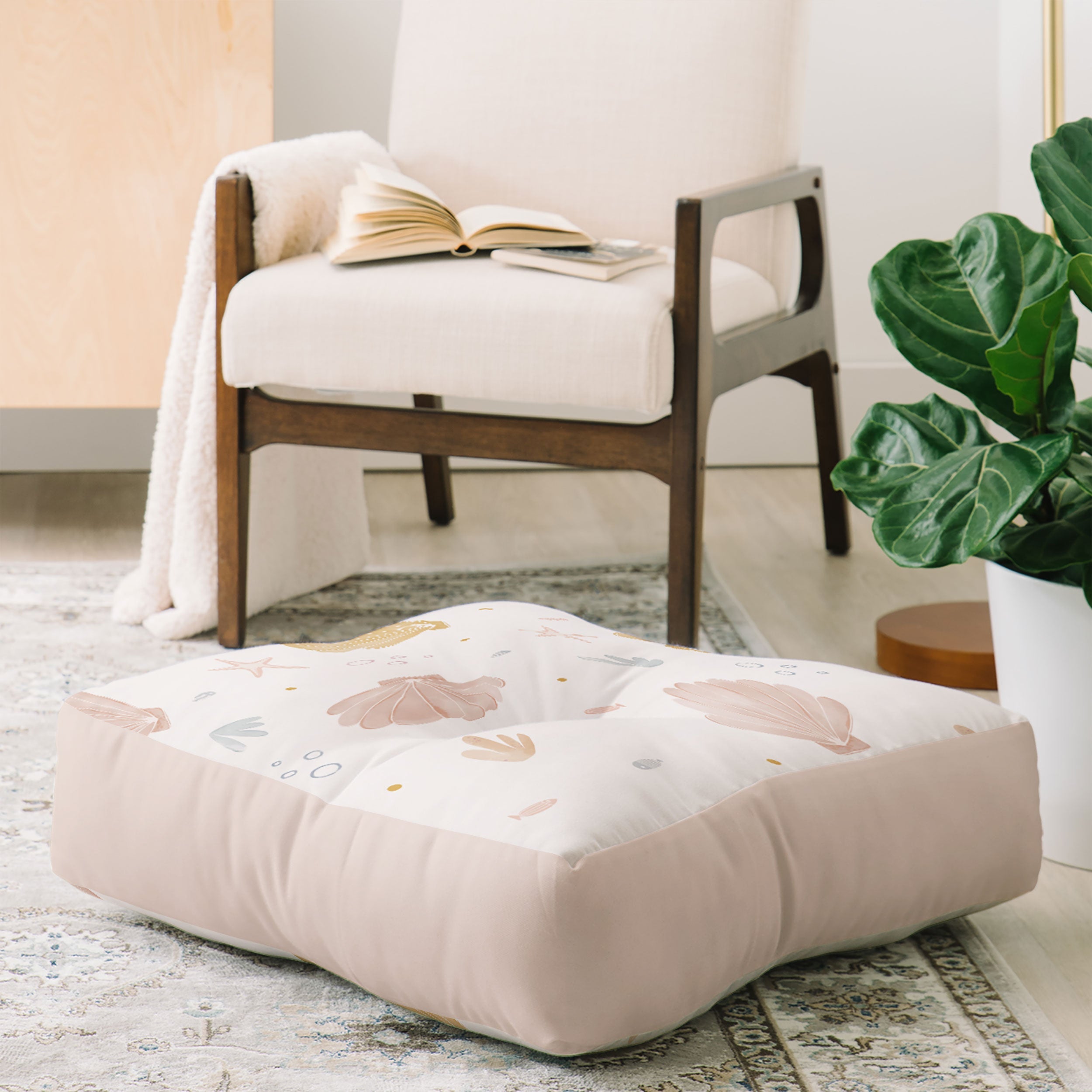Menina Lisboa Shells and Starfish Floor Pillow Square