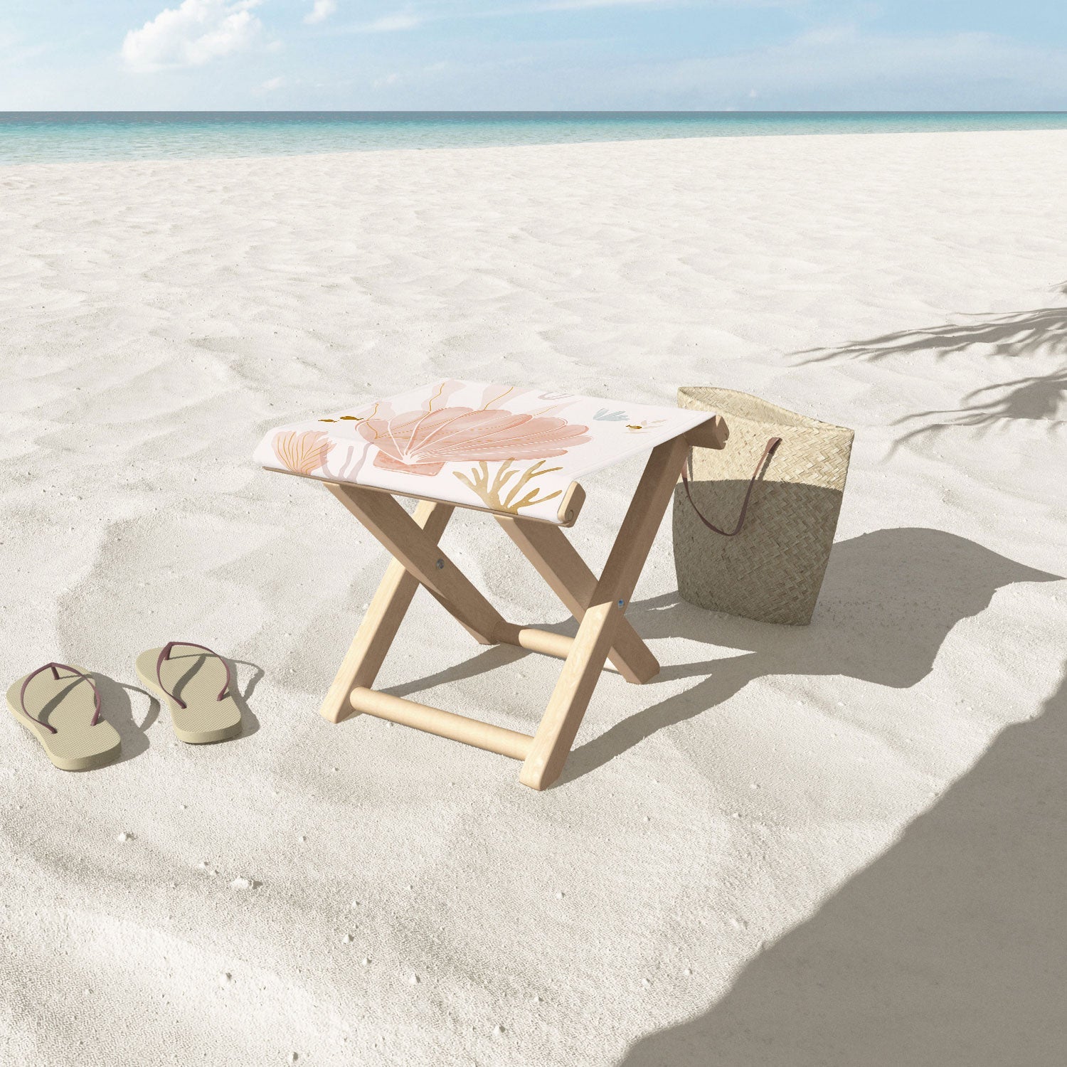 Menina Lisboa Shells and Starfish Folding Stool