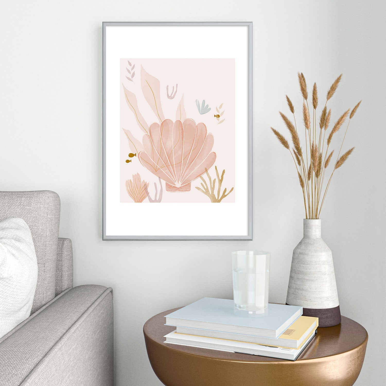 Menina Lisboa Shells and Starfish Metal Framed Art Print