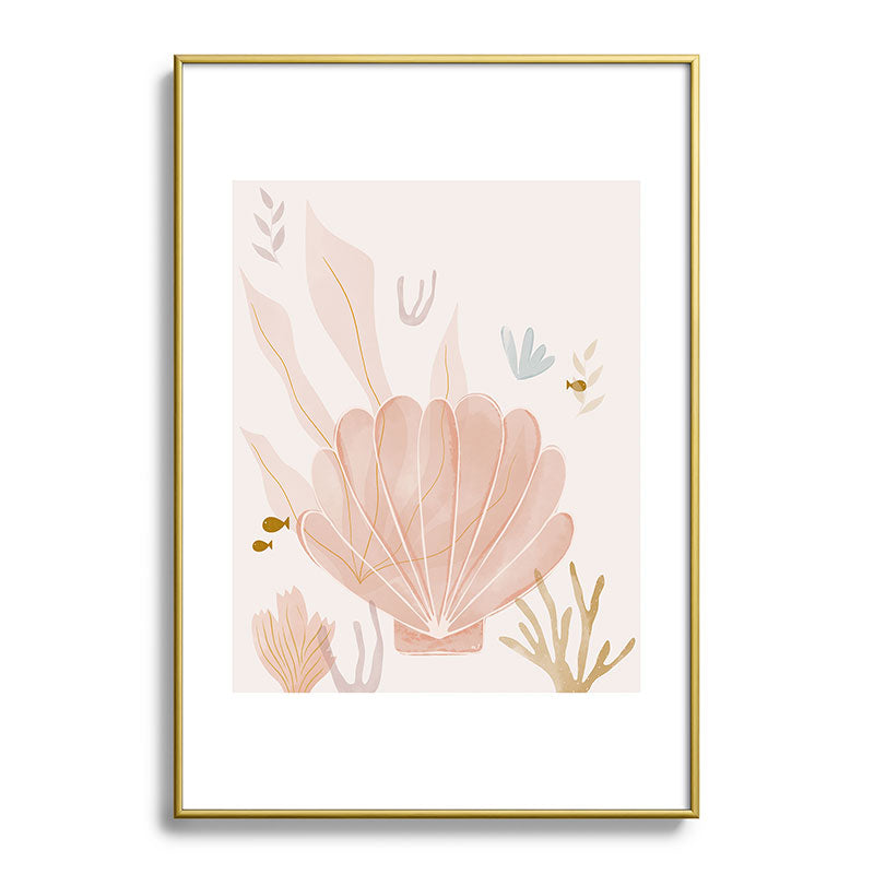 Menina Lisboa Shells and Starfish Metal Framed Art Print