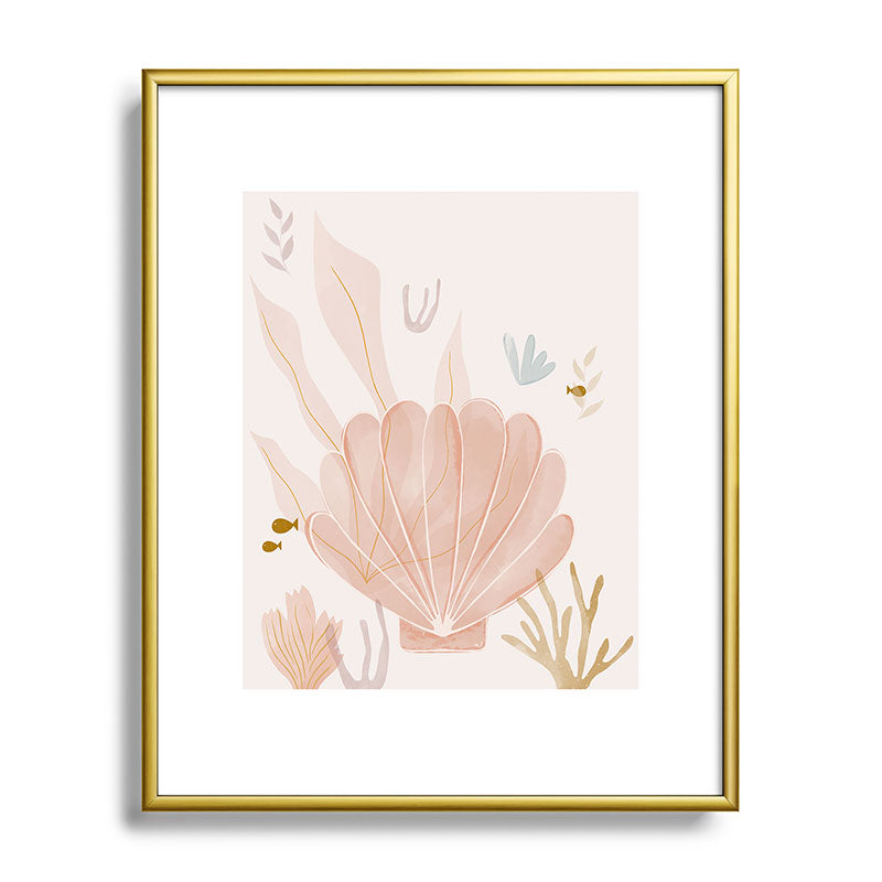 Menina Lisboa Shells and Starfish Metal Framed Art Print