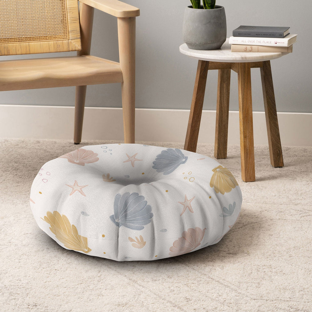 Menina Lisboa Shells and Starfish Floor Pillow Round