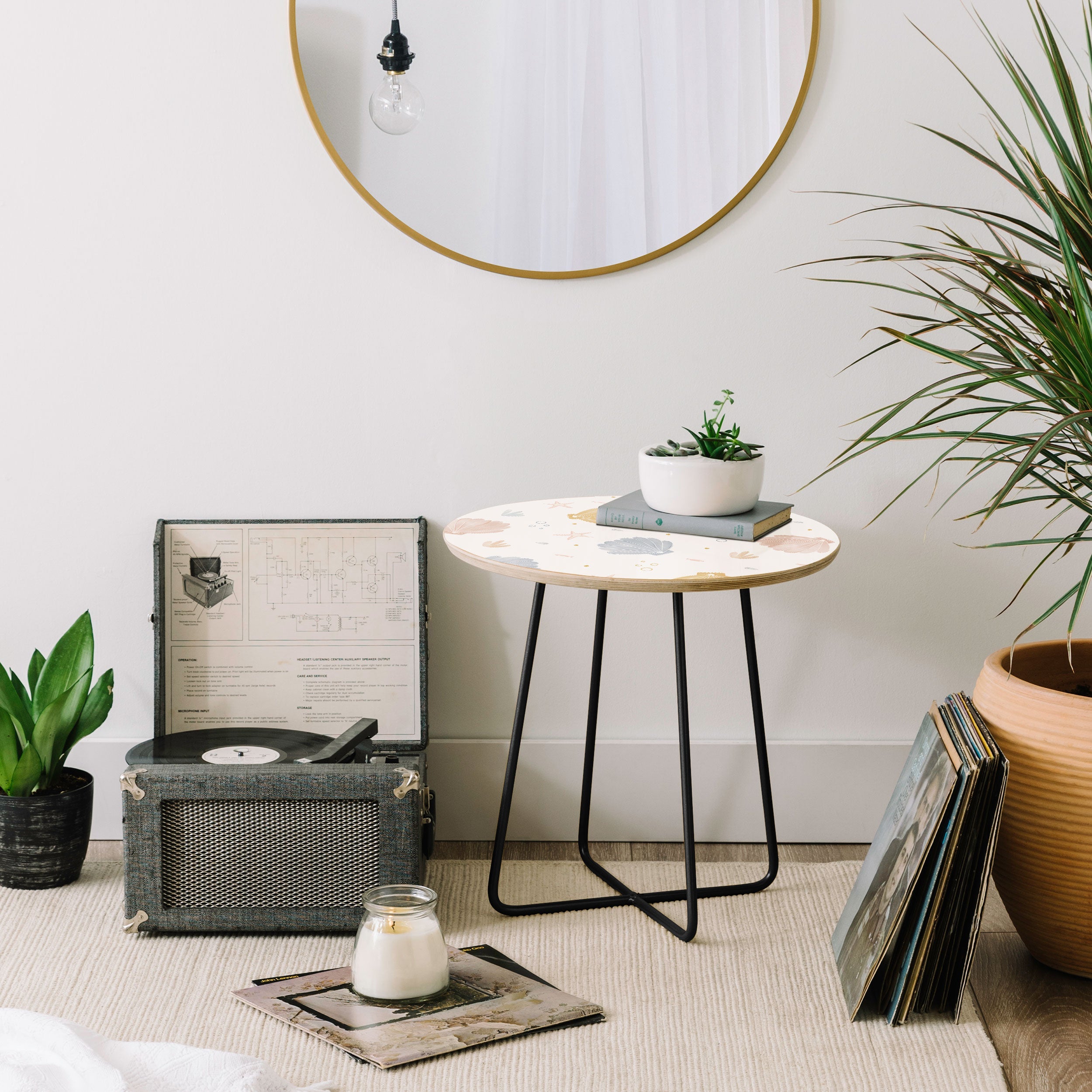 Menina Lisboa Shells and Starfish Round Side Table