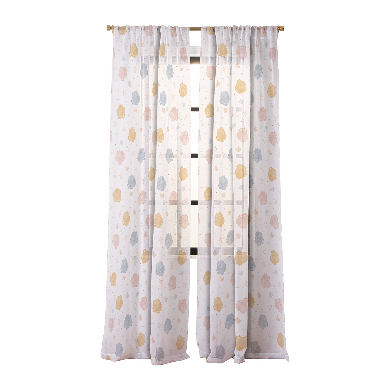 Menina Lisboa Shells and Starfish Sheer Window Curtain