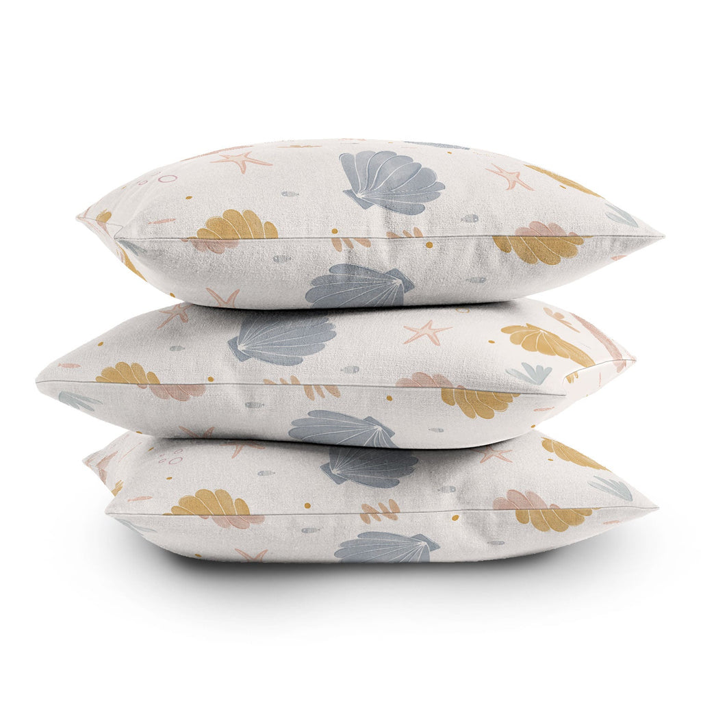 Menina Lisboa Shells and Starfish Outdoor Throw Pillow