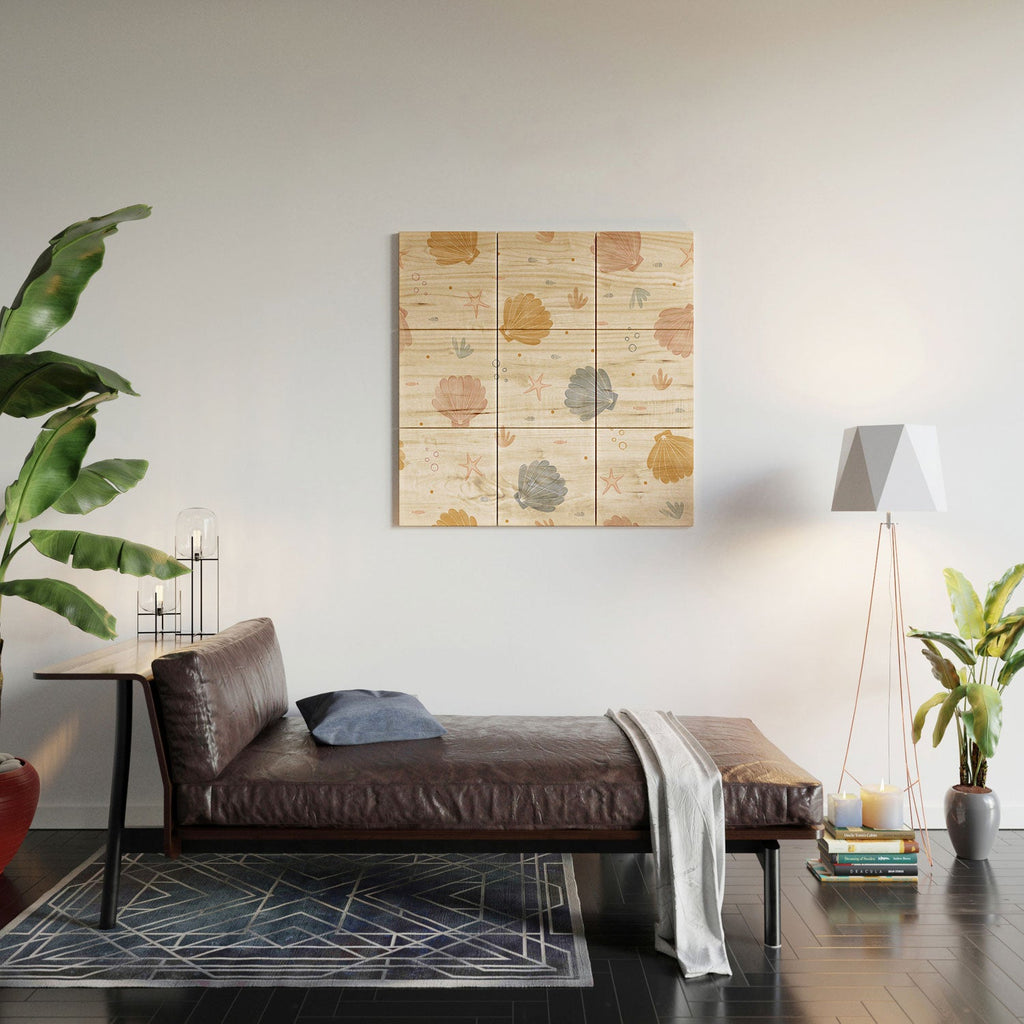 Menina Lisboa Shells and Starfish Wood Wall Mural