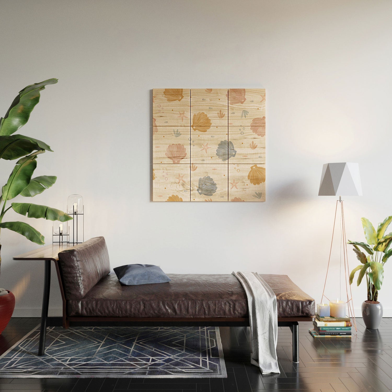 Menina Lisboa Shells and Starfish Wood Wall Mural
