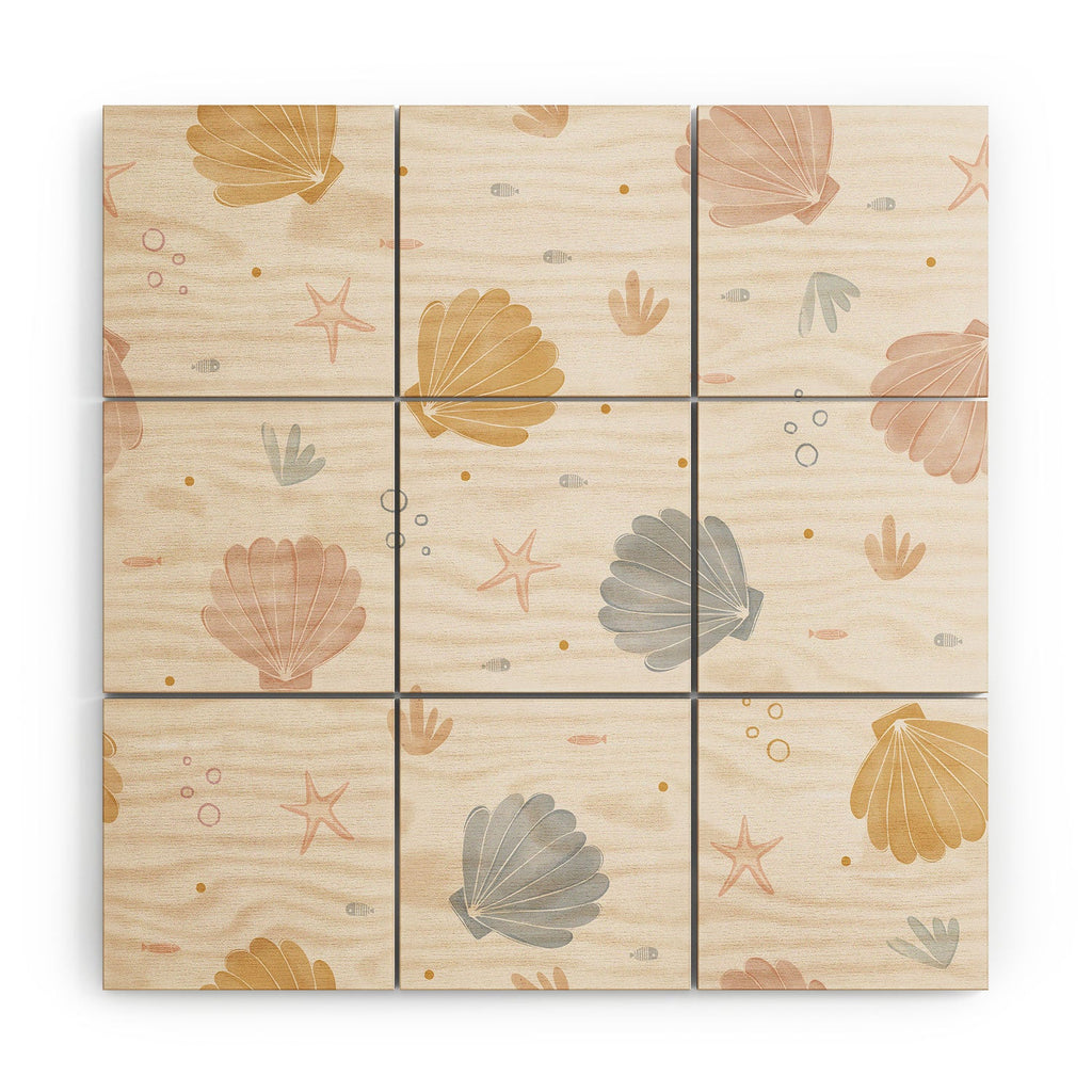 Menina Lisboa Shells and Starfish Wood Wall Mural