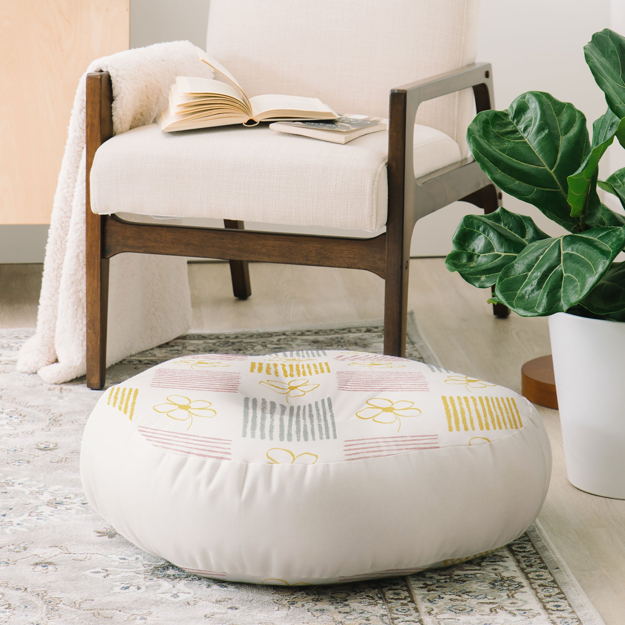 Menina Lisboa Spring Grandmillennial Floor Pillow Round