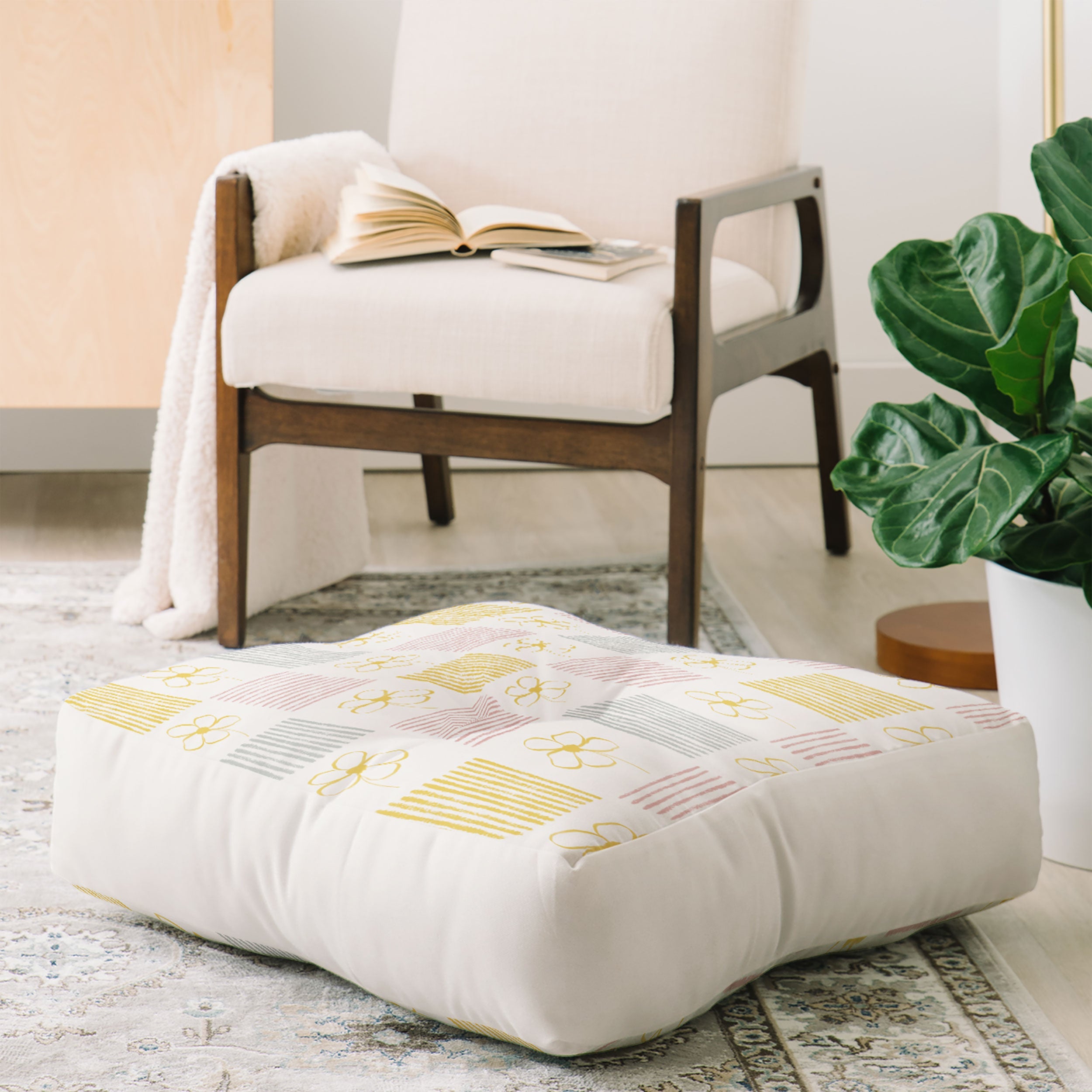 Menina Lisboa Spring Grandmillennial Floor Pillow Square