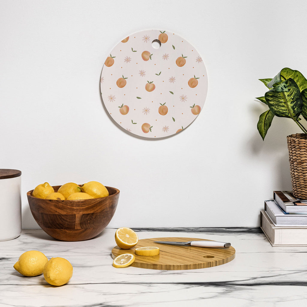 Menina Lisboa Spring Peaches Cutting Board Round
