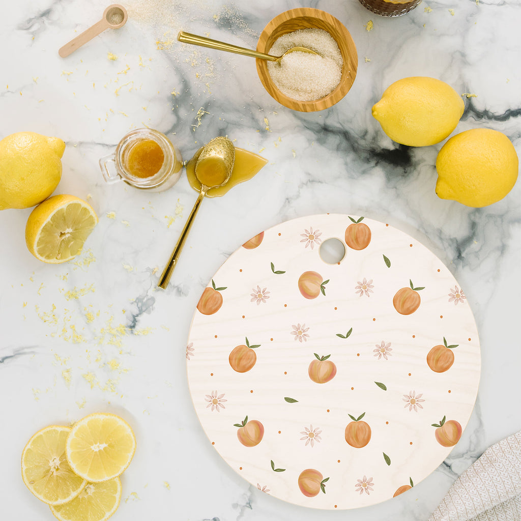 Menina Lisboa Spring Peaches Cutting Board Round