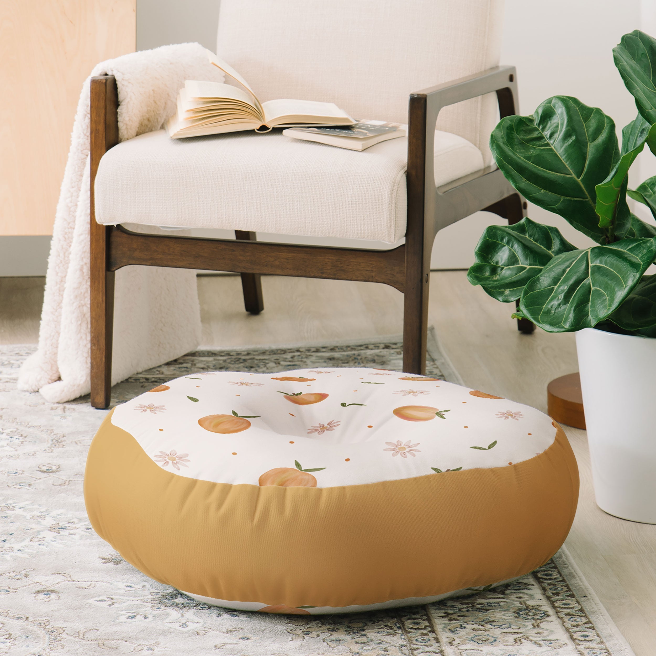 Menina Lisboa Spring Peaches Floor Pillow Round