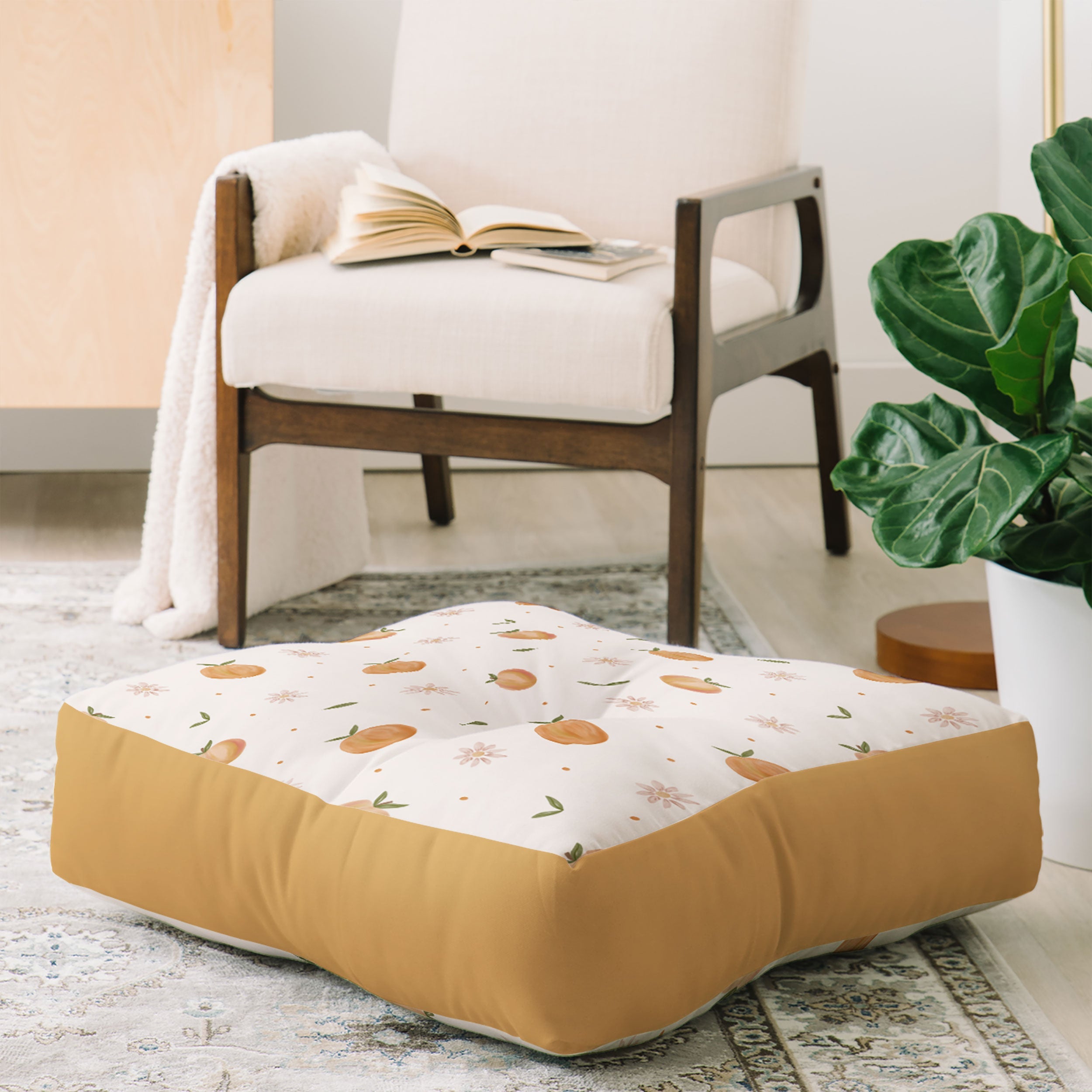 Menina Lisboa Spring Peaches Floor Pillow Square