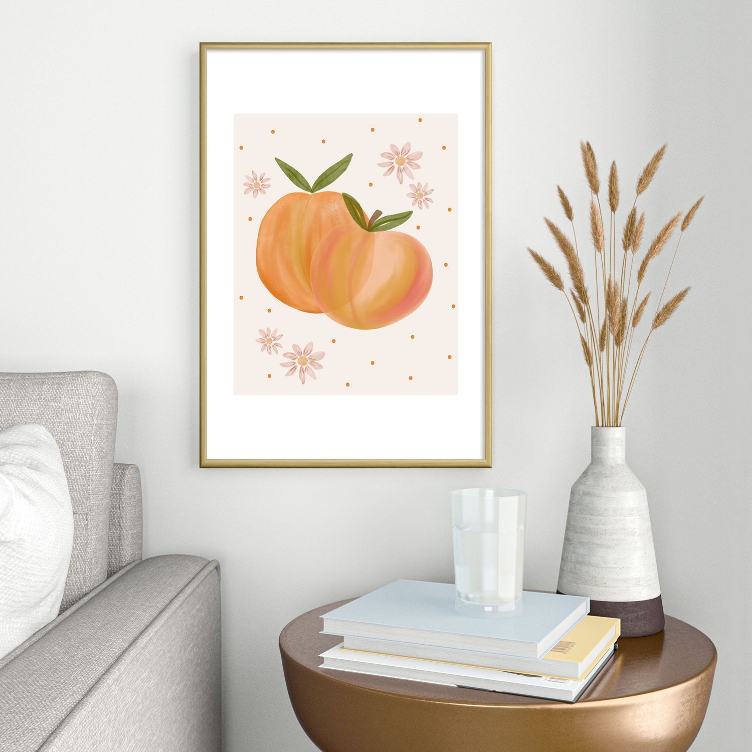 Menina Lisboa Spring Peaches Metal Framed Art Print