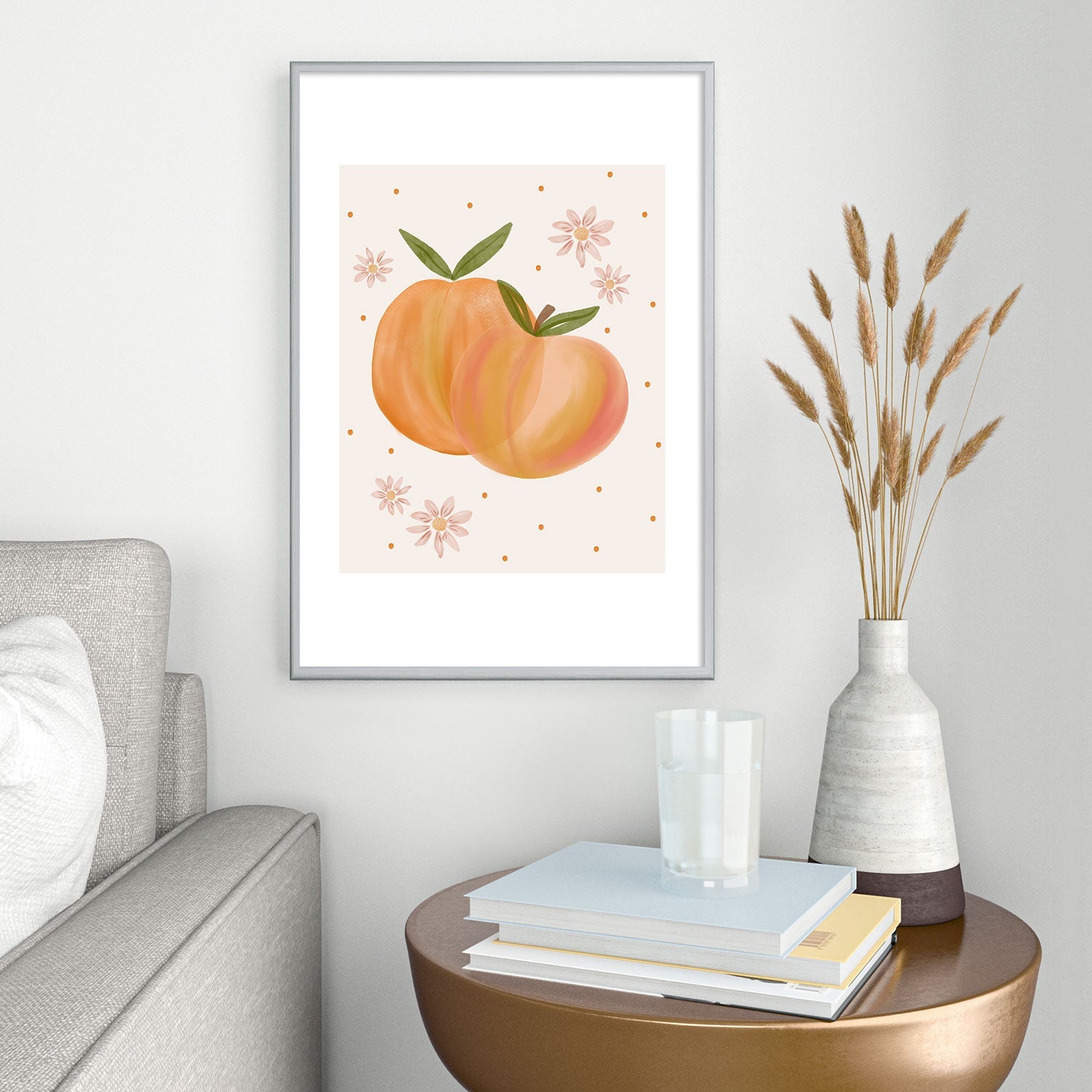Menina Lisboa Spring Peaches Metal Framed Art Print