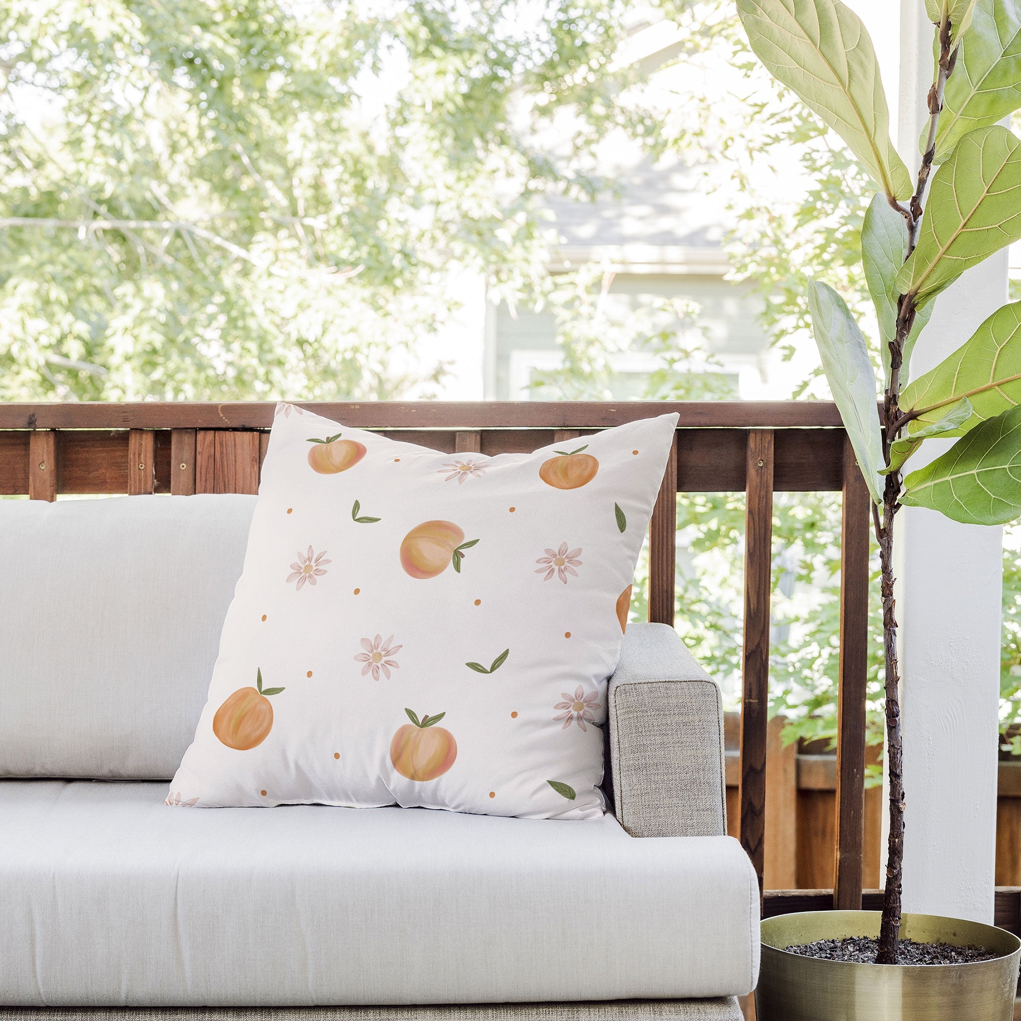Menina Lisboa Spring Peaches Outdoor Throw Pillow