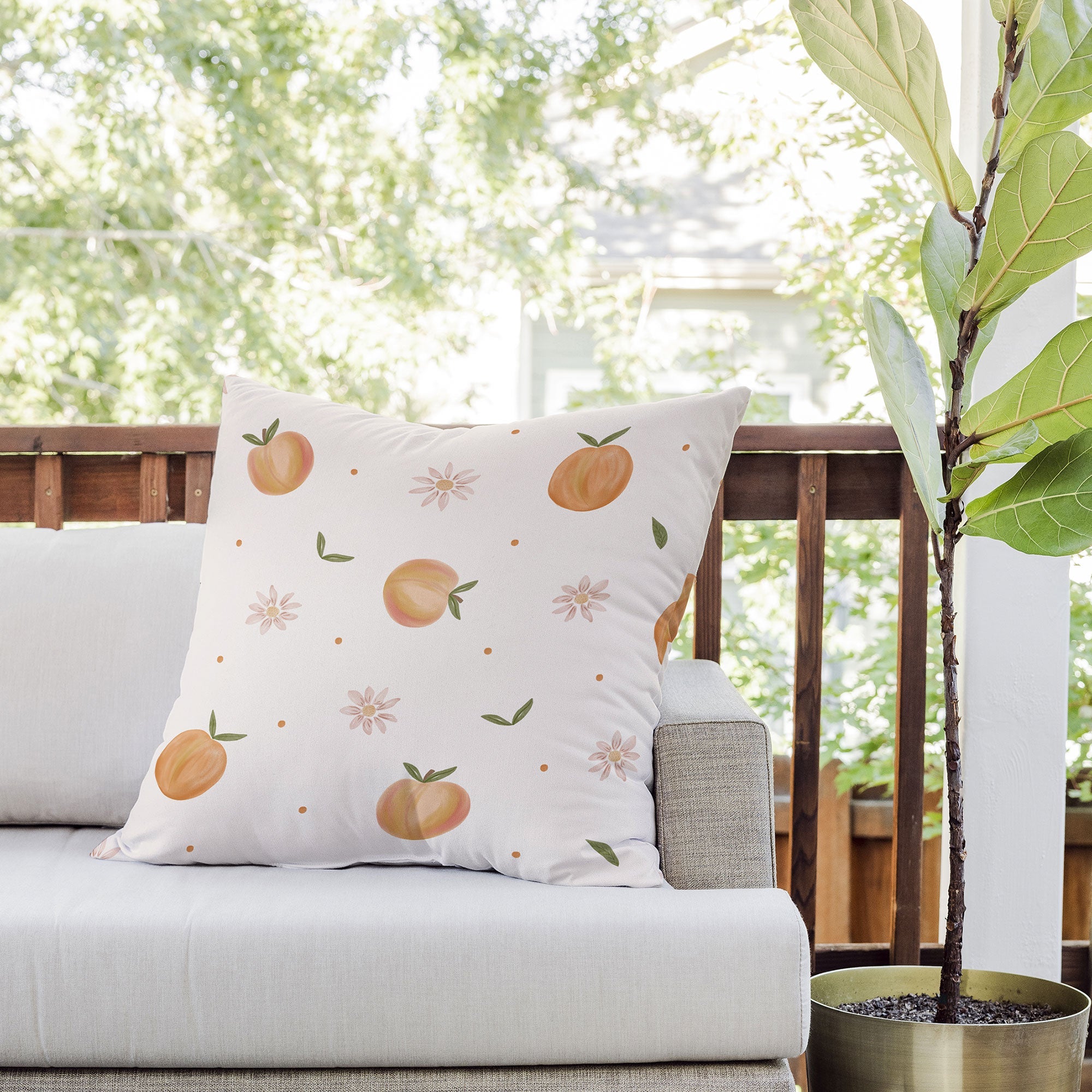 Menina Lisboa Spring Peaches Outdoor Throw Pillow