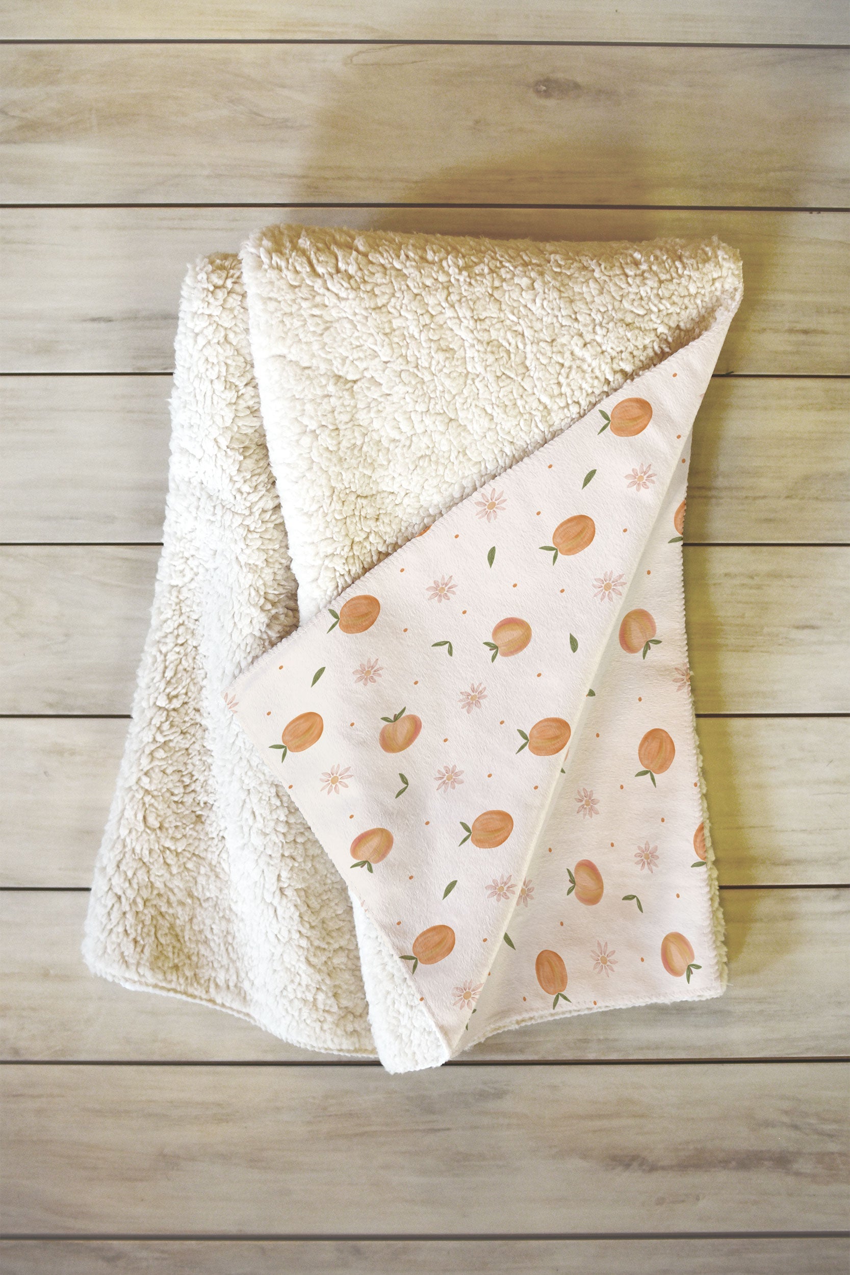Menina Lisboa Spring Peaches Fleece Throw Blanket