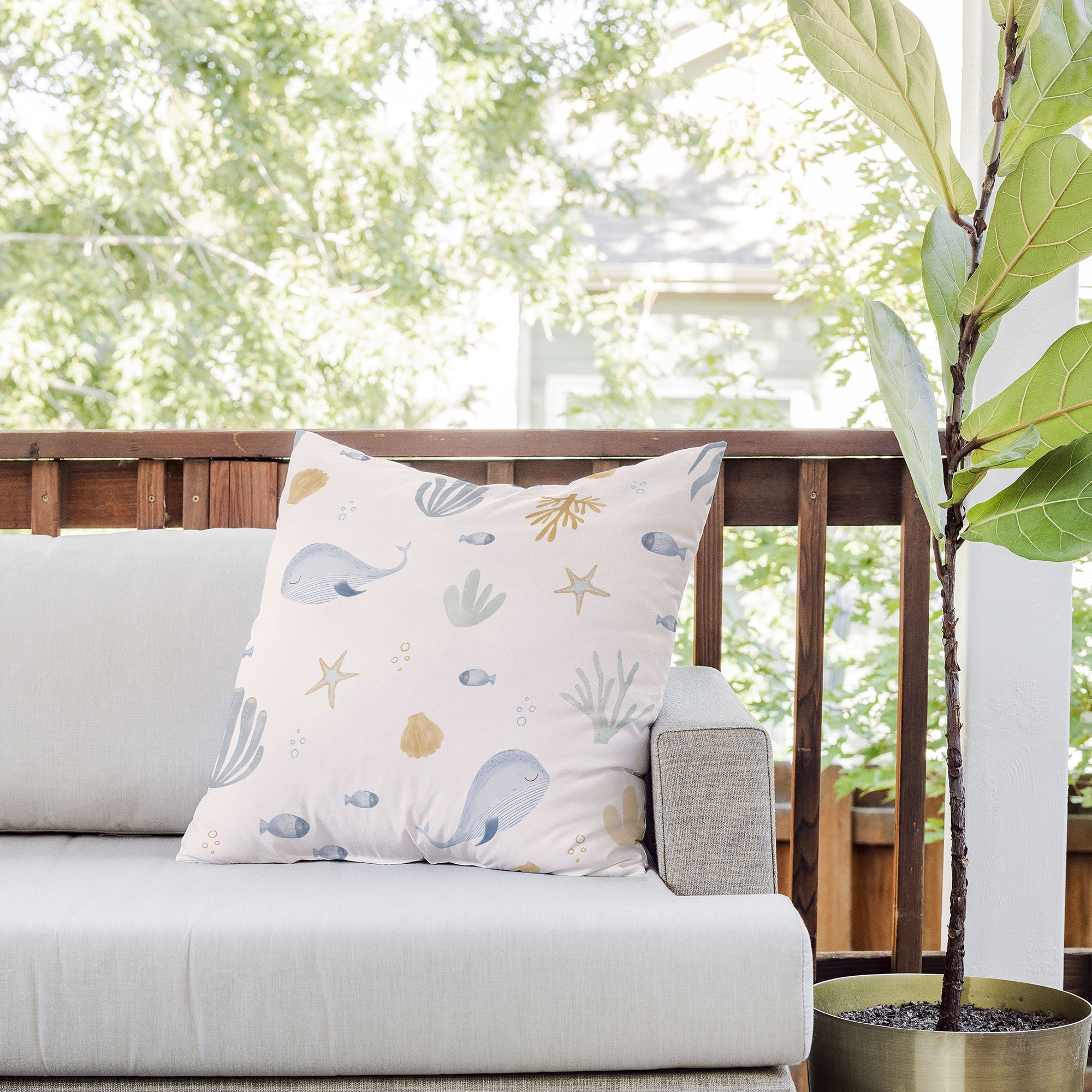 Menina Lisboa Under the Deep Sea Outdoor Throw Pillow
