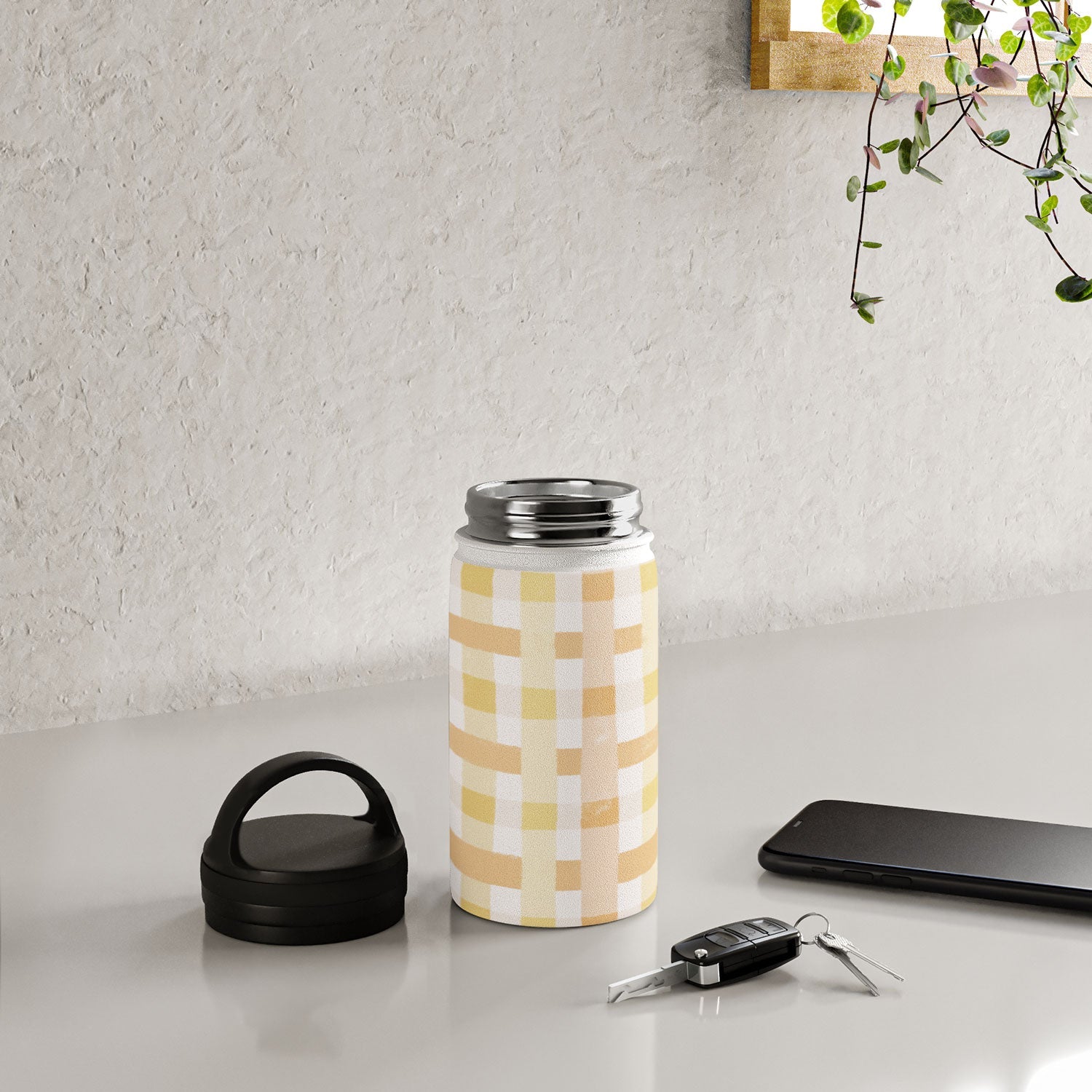 Menina Lisboa Yellow Pink Gingham Water Bottle