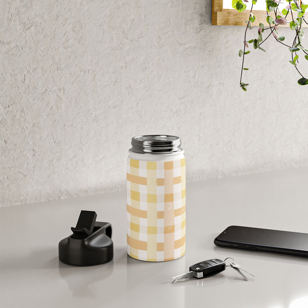 Menina Lisboa Yellow Pink Gingham Water Bottle