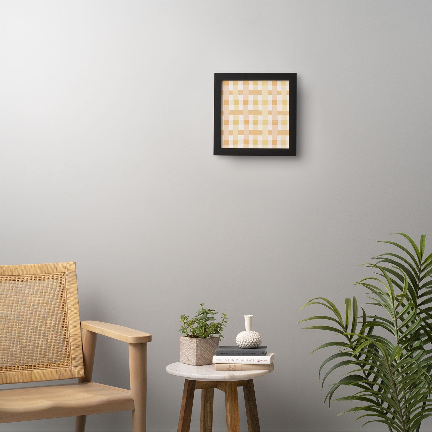 Menina Lisboa Yellow Pink Gingham Framed Wall Art