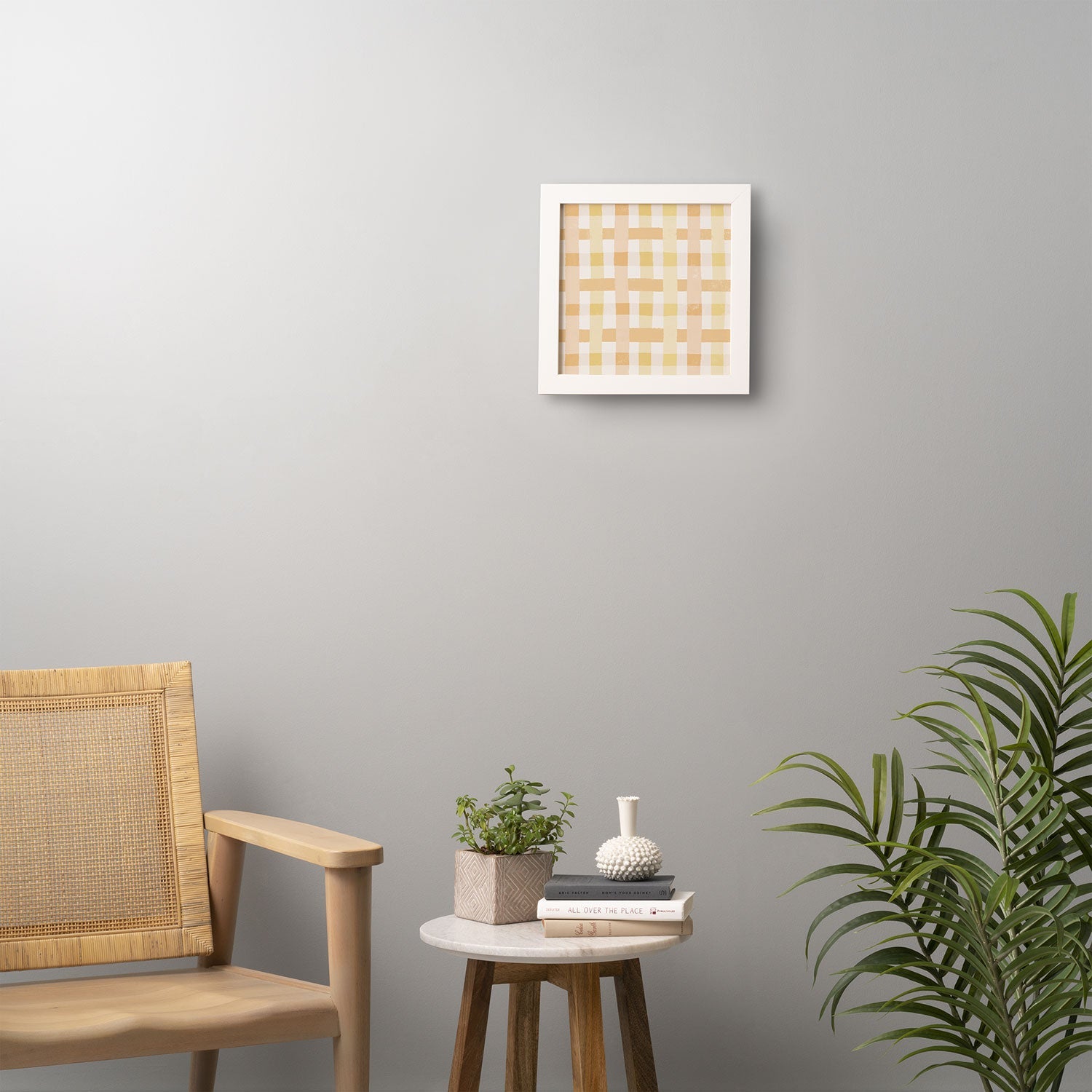 Menina Lisboa Yellow Pink Gingham Framed Wall Art