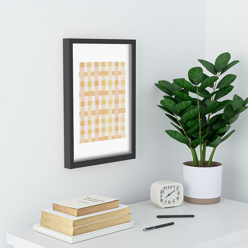 Menina Lisboa Yellow Pink Gingham Recessed Framing Rectangle