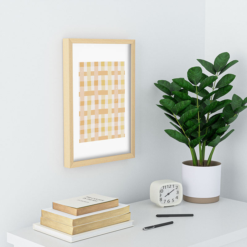 Menina Lisboa Yellow Pink Gingham Recessed Framing Rectangle