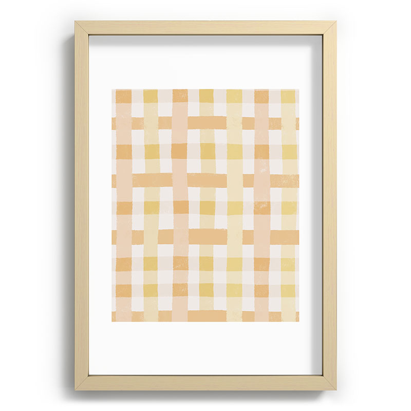 Menina Lisboa Yellow Pink Gingham Recessed Framing Rectangle