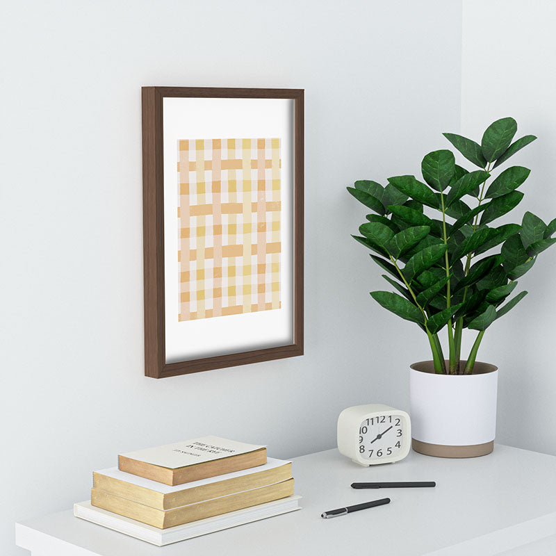 Menina Lisboa Yellow Pink Gingham Recessed Framing Rectangle