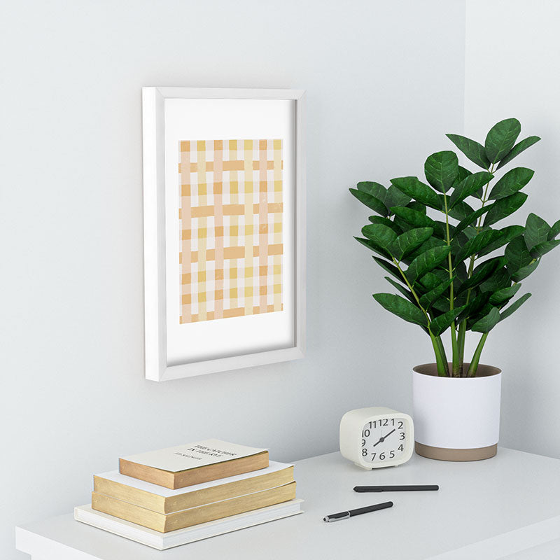 Menina Lisboa Yellow Pink Gingham Recessed Framing Rectangle