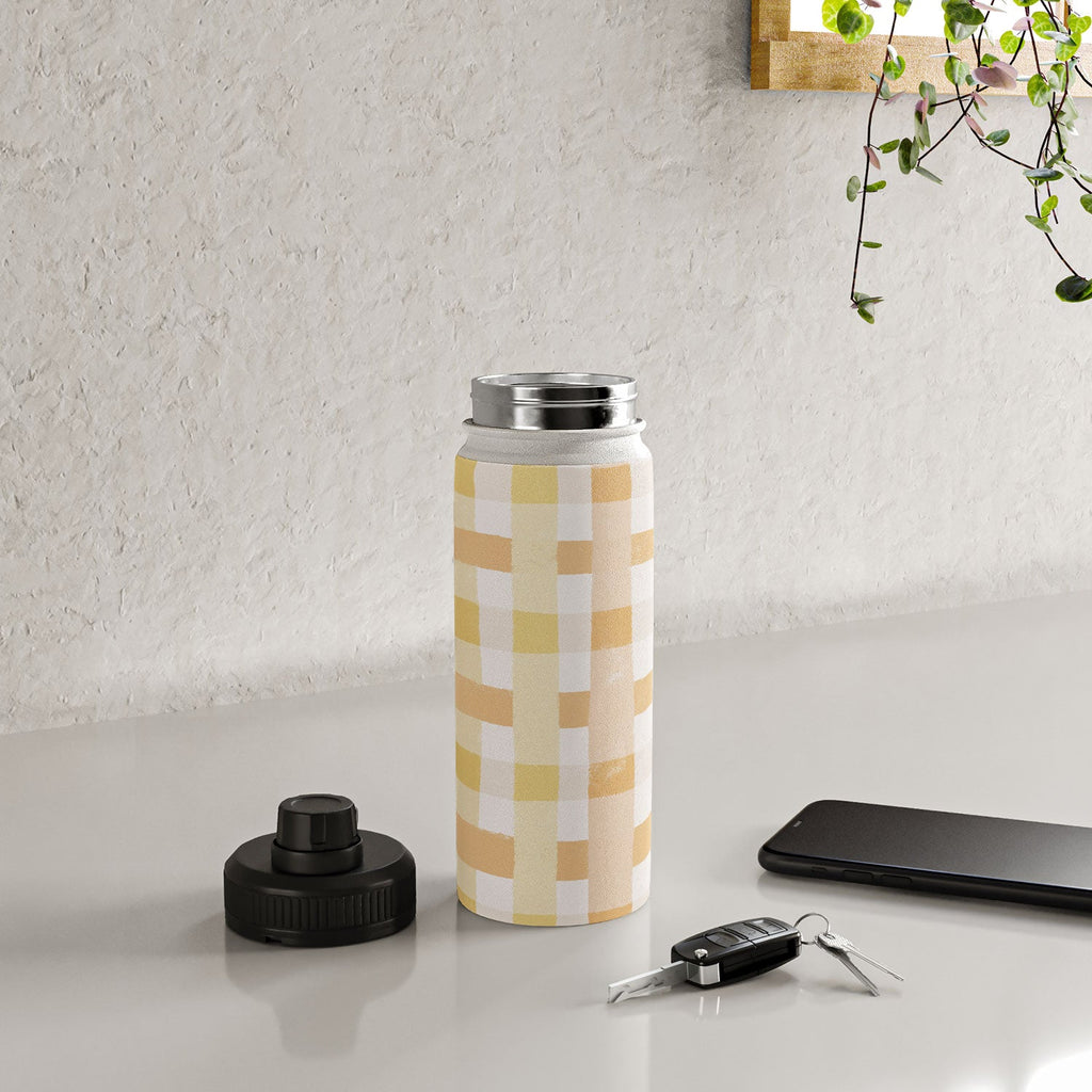 Menina Lisboa Yellow Pink Gingham Water Bottle