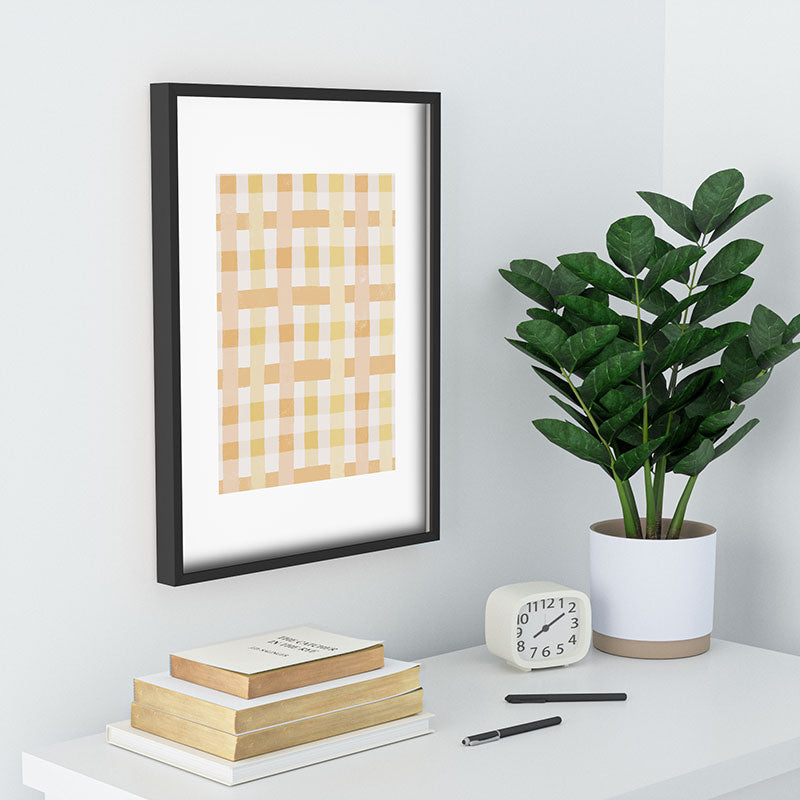 Menina Lisboa Yellow Pink Gingham Recessed Framing Rectangle