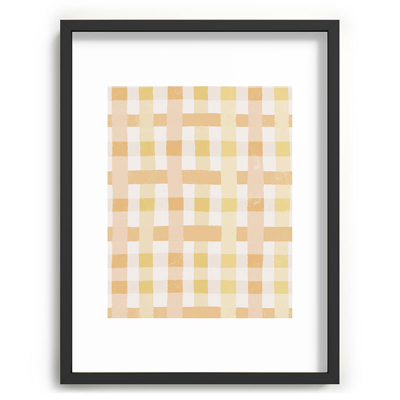 Menina Lisboa Yellow Pink Gingham Recessed Framing Rectangle