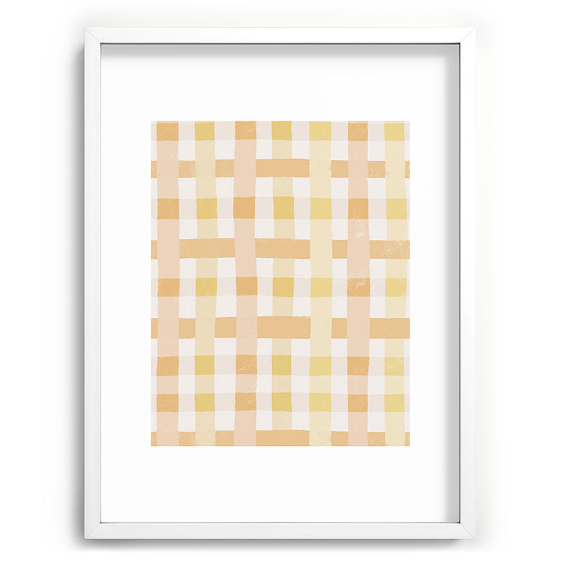 Menina Lisboa Yellow Pink Gingham Recessed Framing Rectangle
