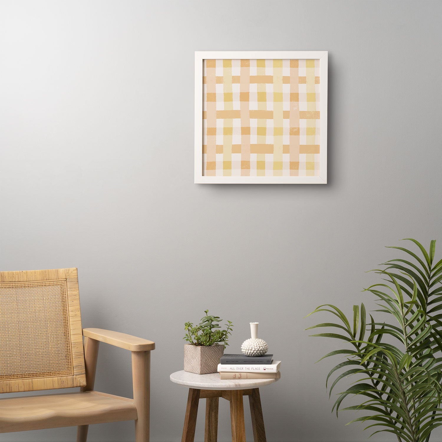 Menina Lisboa Yellow Pink Gingham Framed Wall Art
