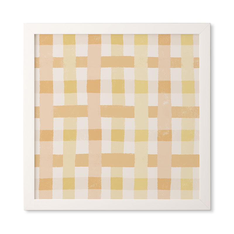 Menina Lisboa Yellow Pink Gingham Framed Wall Art