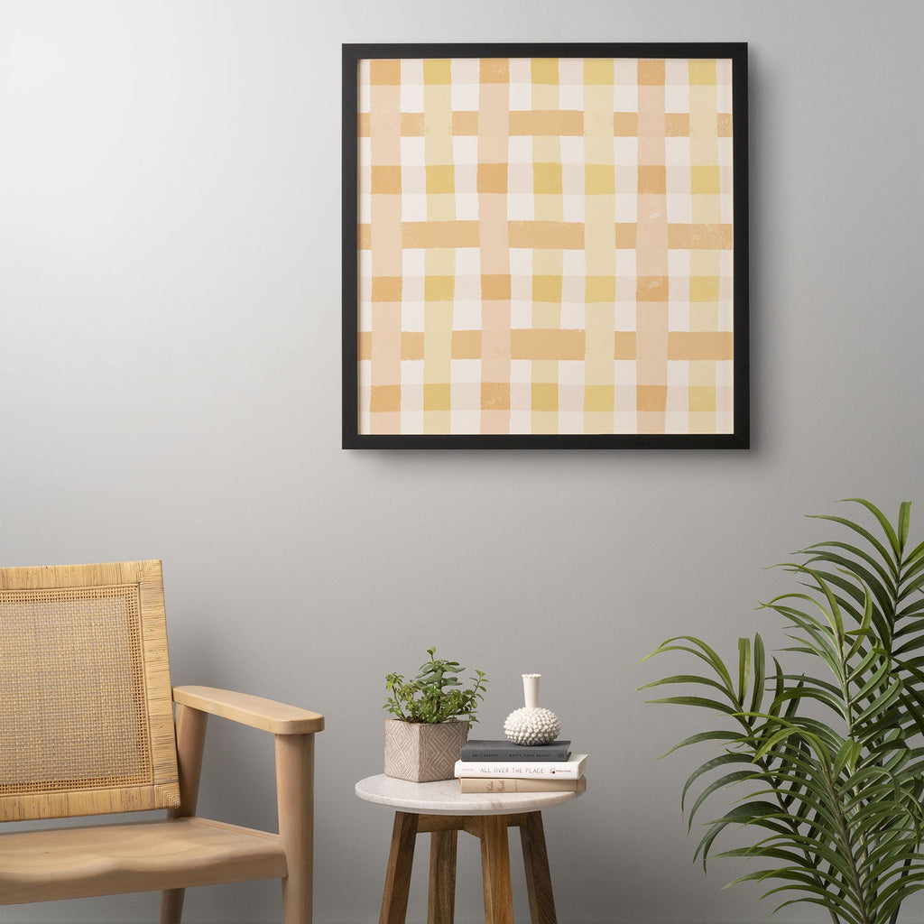 Menina Lisboa Yellow Pink Gingham Framed Wall Art