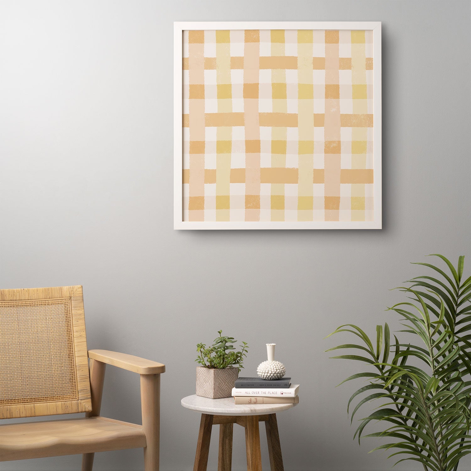 Menina Lisboa Yellow Pink Gingham Framed Wall Art