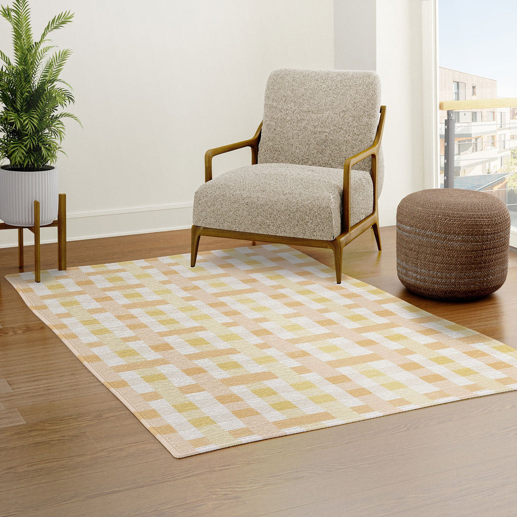 Menina Lisboa Yellow Pink Gingham Area Rug