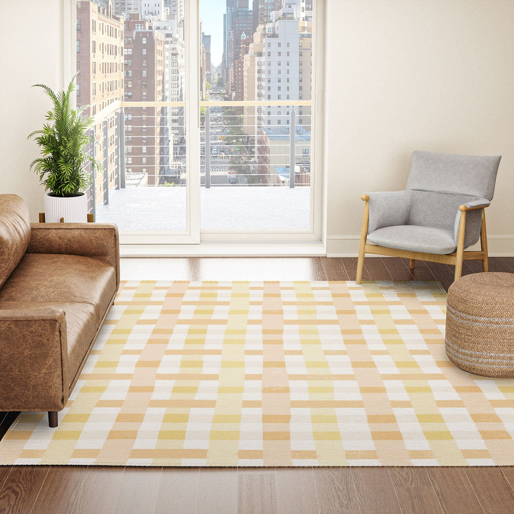 Menina Lisboa Yellow Pink Gingham Area Rug